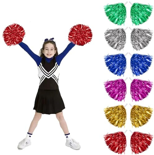 AUEJACKY 12PCS Cheerleading Pom Poms, Pom Pom Cheerleader, Leggero Cheer Leader Poms Pom, Pompon da Cheerleader può Essere Usato per Ballare, Cheerleading, Feste Sportive