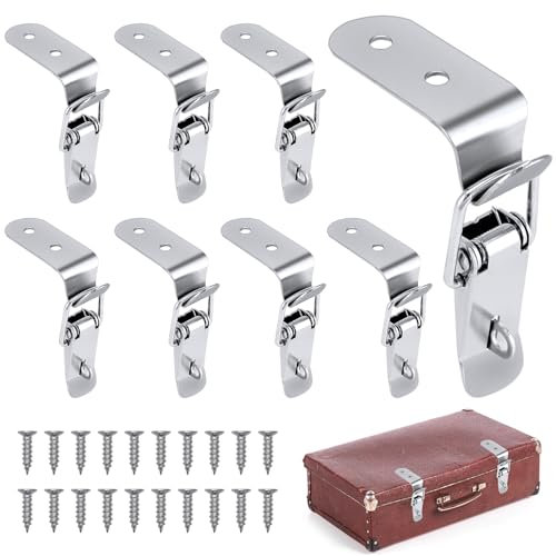 8 Pièces Fermeture à Levier, Loquet a Bascule en Acier Inoxydable, Fermeture Ridelle Remorque pour Valises Caisses Armoire (avec 32 pièces de vis)
