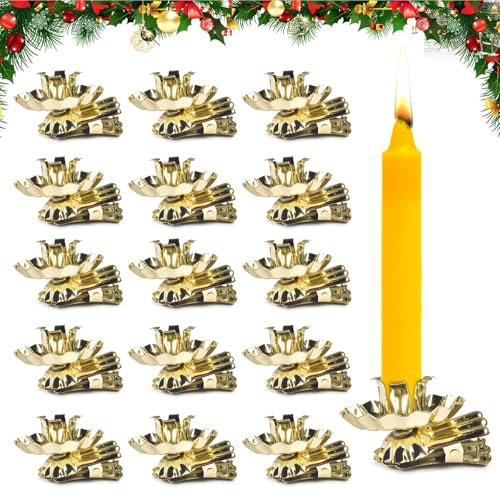 20 Stück Baumkerzenhalter für Weihnachtsbaum,Vintage Kerzenhalter Gold,Traditionelle Kerzenzwicker mit Clip, Weihnachten, Hochzeit, Geburtstag Party Dekoration(Gold)