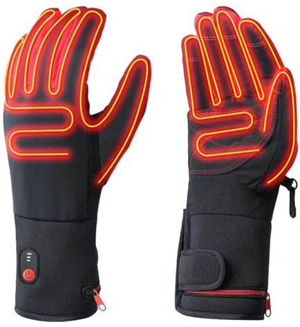 MRDEER Guantes Calefactables Hombre y Mujer, Guantes Calefactables Moto, 2600mAh Eléctricos Recargables, 3 Temperaturas Guantes Eléctricos Calefactables, para Esquí Pesca Senderismo Caza (Large)