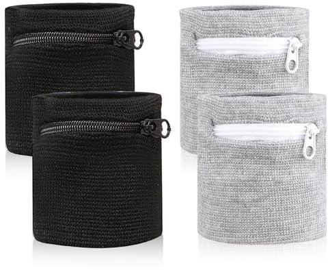 ZEYIYER 4 Stück Handgelenktasche mit Reißverschluss Herren Damen Geeignet für Laufübungen, Leichter und bequemer Sportarmband Kartenhalter, der Geldkarten, Schlüssel und Münzen aufnehmen kann