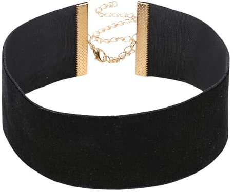 Yolev Samt Choker Halskette Schwarz Breit Trachtenkette Enganliegend Damen Samt Kropfband Breit Halsband Gothic 90er Jahre Halskette für Frauen Damen Urlaubsparty Cosplay Geburtstags