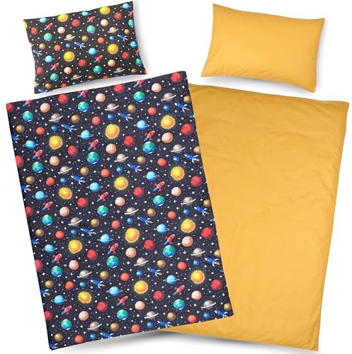 PinkZebra Biancheria da letto per neonati: coperta 100x135 cm + cuscino 40x60 cm, in 100% cotone Öko-Tex Standard 100, Made in EU, Cosmo