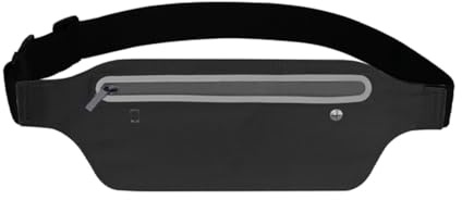 Ceinture de Course Fine, Ceinture Running Ajustable,Sacs Bananes de Sport Etanche avec Bande Réfléchissante, Noir