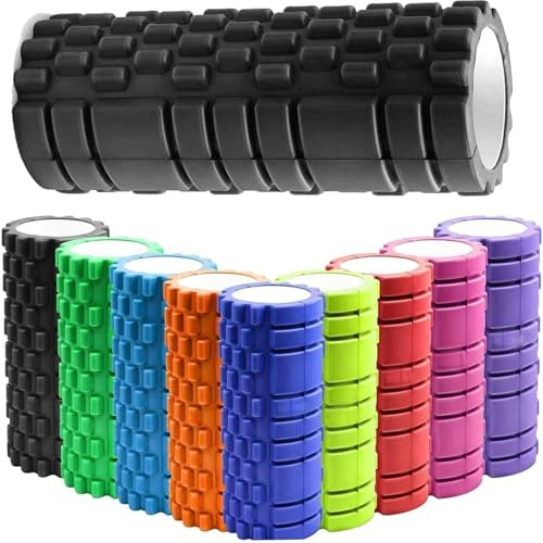 Sports Fitness Yoga Massage Tool Foam Roller Pilates Physio Exercise, Muscle Body Massager Trigger Point Rollers Massage Roller for Legs, Back and Arms Pilates & Runners (Black)