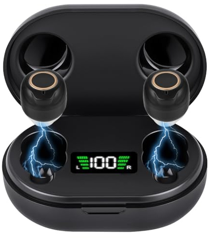 Aolso Mini Digital Sound Aid Voice Enhancer, Rechargeable Sound Headphones for Seniors,Invisible Design,Noise Cancelling, Digital in-Ear Audio Headphones Device with Charging Case-Black