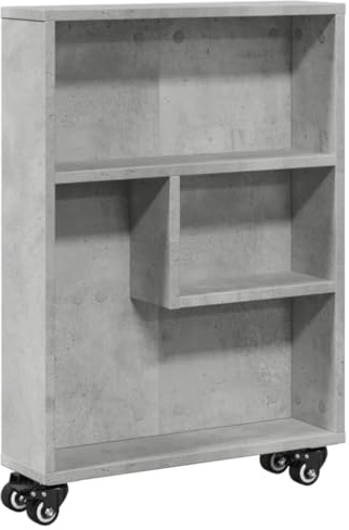 Todiikf Scaffale per nicchia con ruote, sottile, per cucina e bagno, 48 x 13 x 68 cm, in legno, grigio cemento, 4 ruote, carrello portaoggetti compatto per nicchie e piccoli spazi