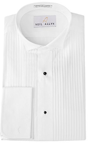 NEIL ALLYN Tuxedo Shirt 100% Cotton Wing Collar with French Cuffs (15.5-34/35) White