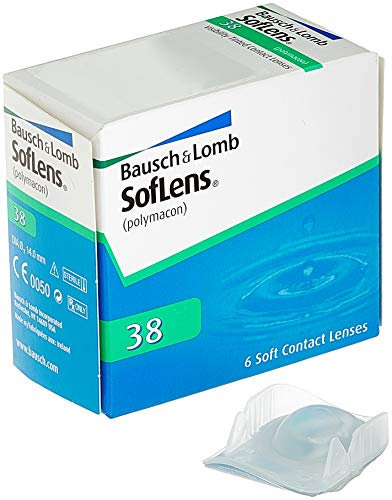 Soflens 38 Lenti a Contatto Correttive Bisettimanali, 6 Lenti, BC 8.7 mm, DIA 14 mm, -2.5 Diopt