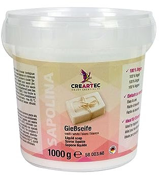 CREARTEC - Gießseife - Weiß - zur Herstellung von individuellen Seifen - Seifengießen - 1kg - Made in Germany