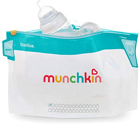 Munchkin Cool Touch Bolsas Esterilizadoras para Microondas | 6 Bolsas Esterilizadoras Reutilizables para Biberones, Tetinas y Chupetes | Esterilizador de Agua Fría de Viaje | Set de 6
