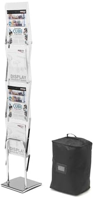 Deflecto A4 Folding Literature Stand Crystal, Portable with Carry Case | Portable letter rack folds flat with a carry case for easy transport. Ideal for exhibitions and events.