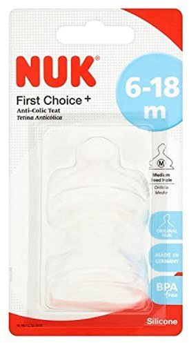 NUK First Choice+ Size 2 Silicone Teats, Medium 6-18 months, 2ea
