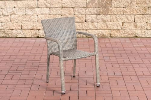 CLP Polyrattan-Gartenstuhl Leonie I Pflegeleichter Outdoor-Stapelstuhl I Wetterbeständiger Gartenstuhl I erhältlich, Farbe:grau
