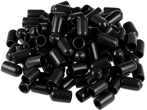 sourcing map Protecteur Filetage Vis 7mm ID Capuchon Extrémité Rond Noir Capuchon Tube 100Pcs