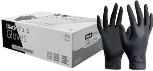 100 Black Nitrile Disposable Gloves Powder Free, Food, Care, Hair & Beauty, Industry, Cleaning (Black, Large)