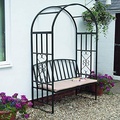 Gr8 Garden Metal Steel Black Rose Arch Trellis Climbing Plants Roses With Bench Seat Pergola Wedding Outdoor