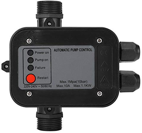 220 V automatisk pumpkontroll, svart självsugning vattenpumpens tryckbrytare automatisk tryckregulator för självsugande pump, strålpump, trädgårdspump, renvattenpump