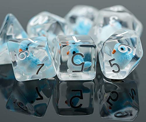 Pen and Paper Würfel Set - Vogel Edition - 7 polyedrische Würfel aus Kunststoff, ideal für D&D, DAS, Cthulhu und mehr