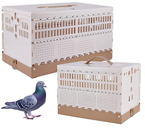TOHONGADON Plastic Foldable Pigeon Cage with Handle, S, Two Doors