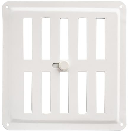 DEMLOU Griglia di Ventilazione Quadrata in Metallo Bianco RAL 9016 – 15 x 15 cm – Acciaio Zincato – Regolabile Apertura-Chiusura – Diffusore di Calore per Parete e Soffitto con Finitura a Polvere.