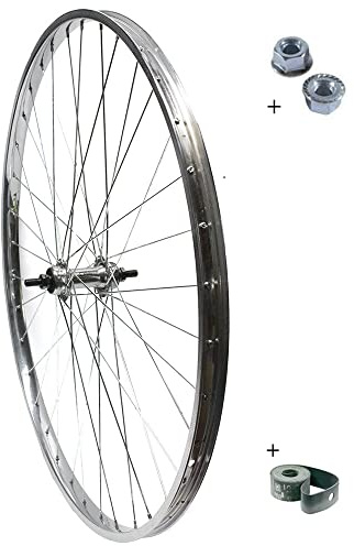 RUOTA/CERCHIO ANTERIORE 26 X 1. 3/8 BICI ATTACCO STANDARD ALLUMINIO/ACCIAIO 26X1.38 OLANDA - BICICLETTA CITY BIKE - PASSEGGIO - GRAZIELLA - MTB DADI DI FISSAGGIO E FLAP INCLUSI