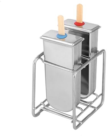 2 moldes para polos de hielo, moldes de acero inoxidable con tapas, fáciles de quitar, moldes para helados, postres, pasteles de chocolate (redondos)