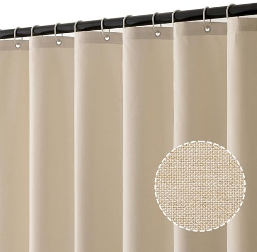 MIULEE Cortina de Ducha de Lino Texturizado Beige Claro 180x180 cm