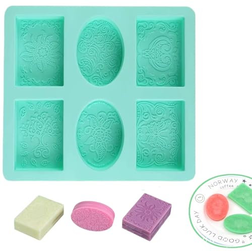 Silikon Seifen Form, Silikonformen Gießformen Seife mit Muster, für Seife DIY Kuchen Backen (Grün)