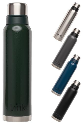 trnk Outdoor Thermosflasche polar 2 - Edelstahl Thermoskanne 1600ml - BPA-frei - Thermos hält 40 Stunden heiß - Deckel mit 2 Trinkbechern - Spülmaschinenfest (waldgrün)