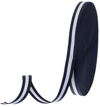 PATIKIL Cinta de Grosgrain a Rayas Azul Marino y Blanco de 3/8, 25' de Tela de Poliéster Cinta de Rayas para Manualidades de Doble Cara para Hacer Lazos Envoltura de Regalos DIY