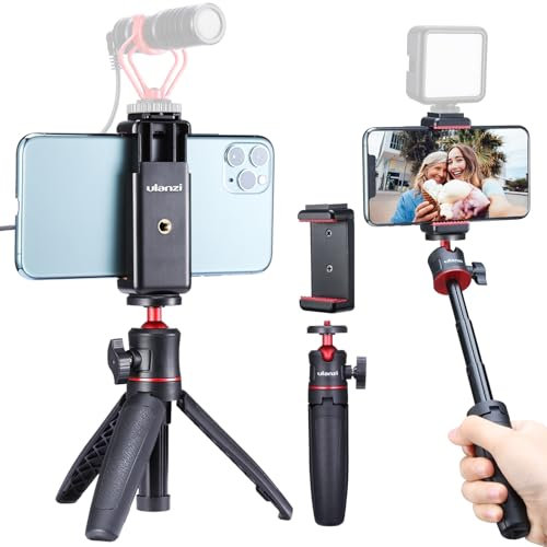 ULANZI MT-08 Treppiede Selfie 2-in-1 Portatile, Mini Treppiede da Viaggio Leggero con Testa Sfera 360° per Smartphone/Fotocamera