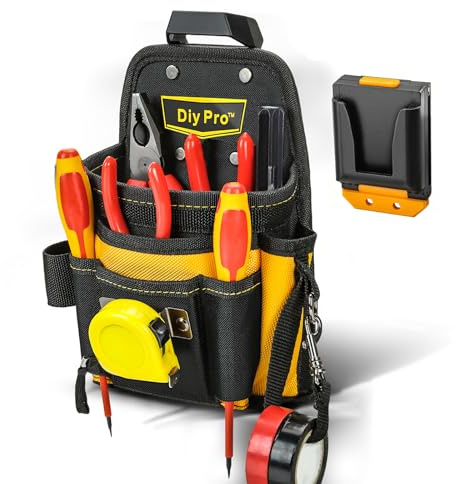 DIYPro Tool Pouches, Tool Belt Pouch, Electrician Tool Pouch, Quickly Attach & Release Tool Belt Pouch with Clip, Tool Bag Multi-Pocket, Heavy Duty Utility Pouches for Carpenters & Home Improvement