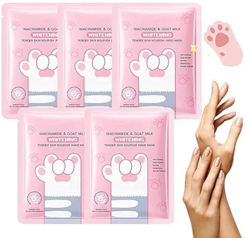5PCS Maschere Idratanti per Le Mani, Guanti Idratanti per La Notte per Le Mani Secche E Screpolate, Ringiovanisce E Ripara La Pelle Ruvida Delle Mani
