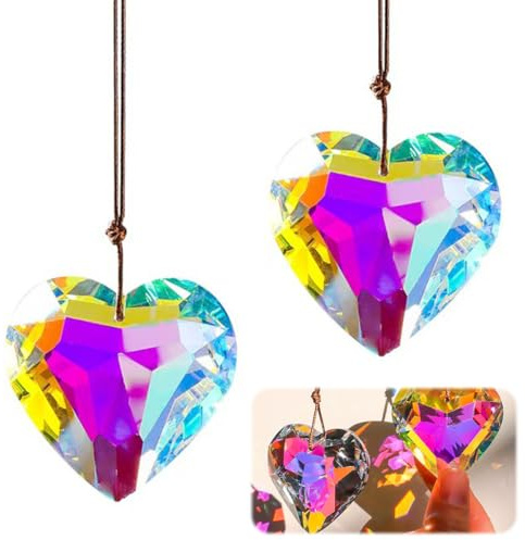 SIRLOMU 2 piezas Atrapasueños de Cristal, Arcoíris, Colgantes Prisma, Atrapasoles, Bola de Cristal, Deko para Colgar en Casa Oficina Jardín, Decoración en Hogar
