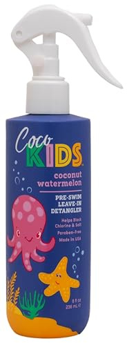 Cocomagic CocoKids Pre-Swim Leave-In Detangler | Hair Pre-Swim Protection from Chlorine & Saltwater | Hair Detangler Spray for Kids, Tear-Free, Paraben-Free | Coconut Watermelon Scent (8 Fl Oz)