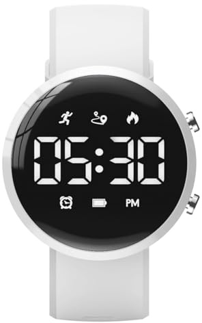Focwony Kids Fitness Tracker Watch, Digital Steps Counter, Boys Girls Waterproof Wristwatch with Step Counting/Distance/Calories/Stopwatch/Alarm Clock, Great Xmas Gift for Children Teens (White)