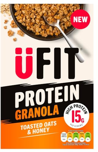 UFIT Protein Granola Toasted Oats & Honey 375g – High Protein Breakfast – Healthy Wholegrain Cereal – Quick & Nutritious Start