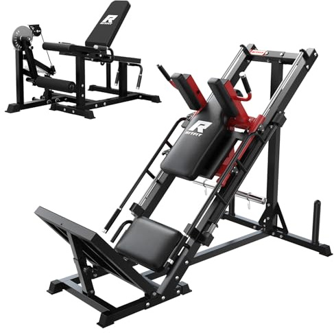 RitFit Leg Press Hack Squat Machine & Leg Extension Curl Machine Combo, All-in-One Home Gym Strength Training System for Full Lower Body Workout, RED