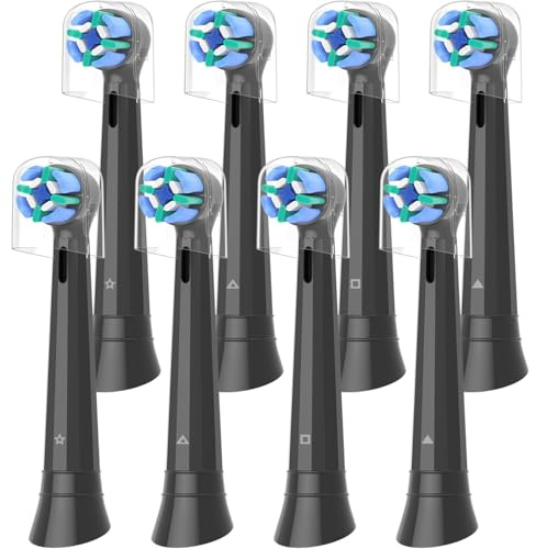 Wokuqiu iO Aufsteckbürsten Kompatibel mit Oral B iO Elektrische Zahnbürste, 8 Stück Zahnbürste Aufsätze für 2 3 4 5 6 7 8 9 10 Series (8 Schwarz, 8 stück(1er Pack))