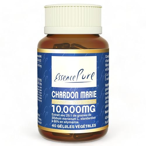 Chardon Marie 10000mg Essence Pure | 80% Silymarine (320mg) et Choline (200mg) | Detox Foie | Sans Métaux Toxiques, Sans Allergènes, Sans OGM | 40 Gélules Végétales | Api-Nature