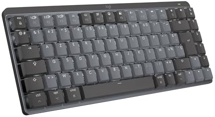 Logitech MX Mechanical Mini pour Mac Clavier sans Fil Illuminé, Commutateurs Performants Ã€ Bas Profil, Boutons Tactiles Silencieux, Rétroéclairé, Bluetooth, USB-C, Apple, IPad, AZERTY FRA - Gris