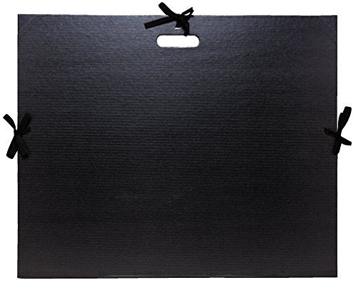 Exacompta 538900UNISE Zeichenmappe Kraft für 59 x 72cm mit 3 Verschlußbändchen aus Stoff. Aus extra starkem Karton 3cm Rückenbreite schwarz ideal zum transportieren und aufbewahren