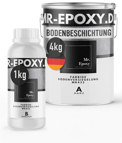 Mr. Epoxy Epoxidharz Bodenbeschichtung (5 kg, RAL 9016 Verkehrsweiß) - 2K Betonfarbe für Garagen, Keller & Werkstatt Boden - Flüssigkunststoff Epoxid Grundierung und Bodenversiegelung