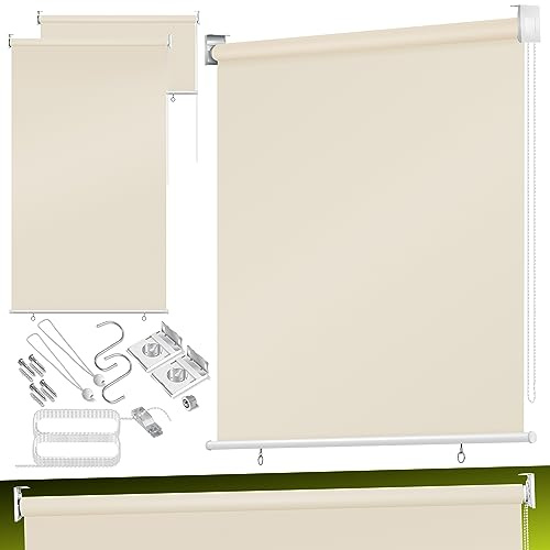 KESSER® Senkrechtmarkise Vertikalmarkise Balkonmarkise 140 x 240 cm Sichtschutz Sonnenschutz Seitenrollo Beschattung, Balkonrollo Stabil und wetterbeständig, für Balkon, Terrasse, Garten, Beige