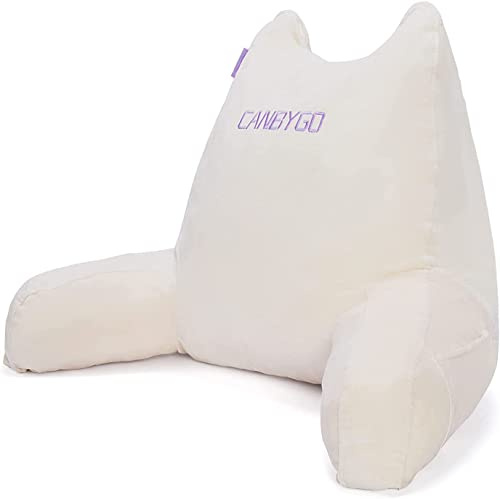 Wuke tree Cuscino da lettura, cuscino per la schiena con braccioli in memory foam, per leggere e lavorare e giocare, rivestimento lavabile (beige)