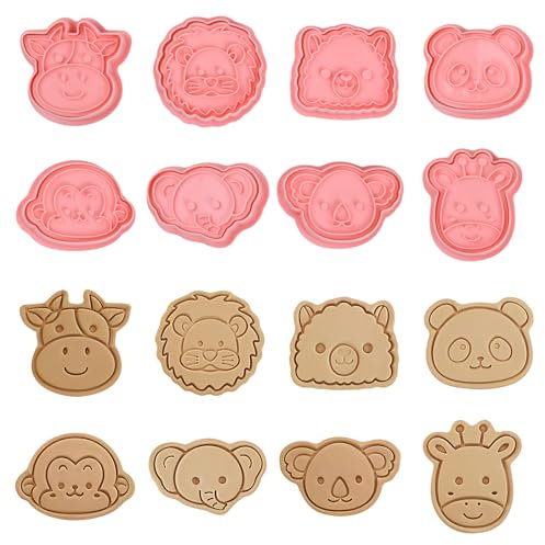 Volumoon 8 Piezas Cortadores de Galletas, Moldes para Galletas, Cortador Galletas Plástico, 3D Moldes Galletas Niños, Molde de Galletas de Dibujos Animados para Fondant Hacer Galletas Bricolaje (B)