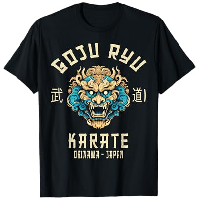 GOJU RYU MARTIAL ARTS CLOTHING CO. Goju Ryu Karate T-Shirt - Black, Unisex-Adults, Small, Short Sleeve, Classic Fit, Cotton 65% Polyester 35%