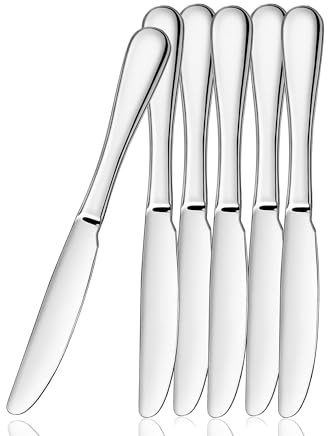 ATB Dinner Knives Set, Stainless Steel Table Knife, Butter Spreder, 2/4/6 Pieces Mirror Polished Dinner Knife, Sturdy and Dishwasher Safe, Silverware Cutlery (6 Pcs)