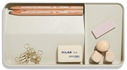 BLUE GINKGO Schreibtischablage – Organizer aus Korea für Notizen, Stifte, Bleistifte und Accessoires (Beidseitig, Beige)